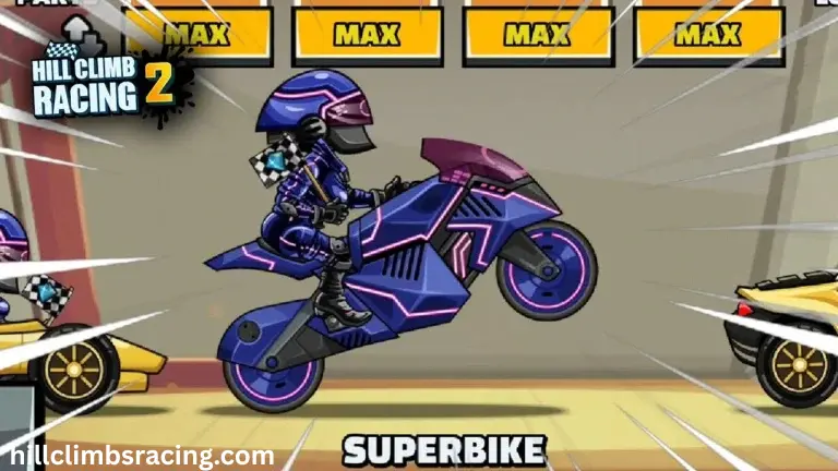 Super Bike speeding across hilly terrain in Hill Climb Racing 2