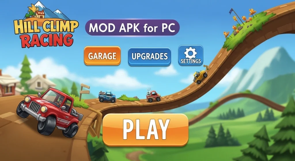 Overview of Hill Climb Racing gameplay on a computer