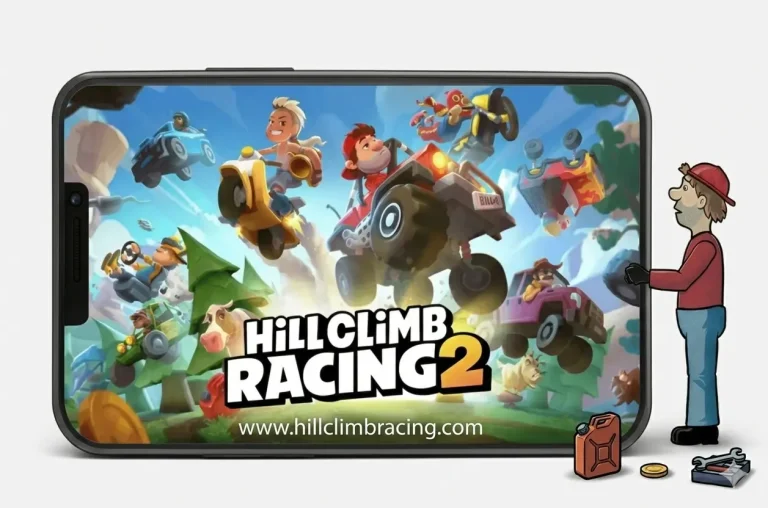 Hill Climb Racing 2 MOD Apk v1.70.5 (Unlimited Money/Fuel) 2026 20 Vehicle navigating hills and ramps in Hill Climb Racing 2 MOD APK