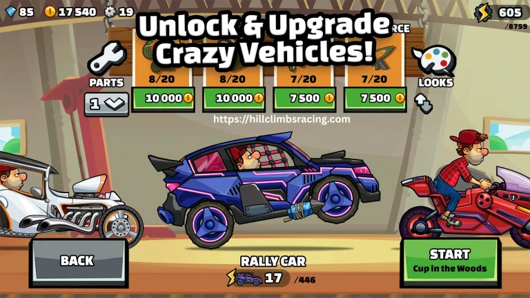 Vehicle climbing steep hills with coins in Hill Climb Racing 2 MOD APK