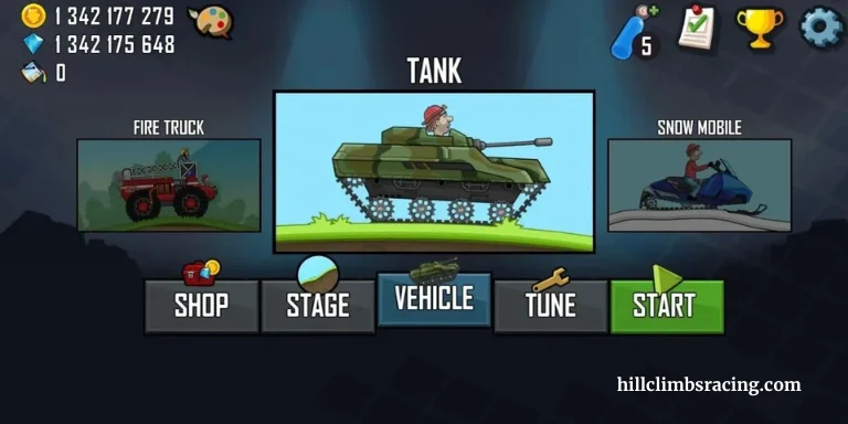 Hill Climb Racing MOD APK v1.69.0 2026 (Uang/Berlian dan Bahan Bakar Tak Terbatas) 20 Tank Hill Climb