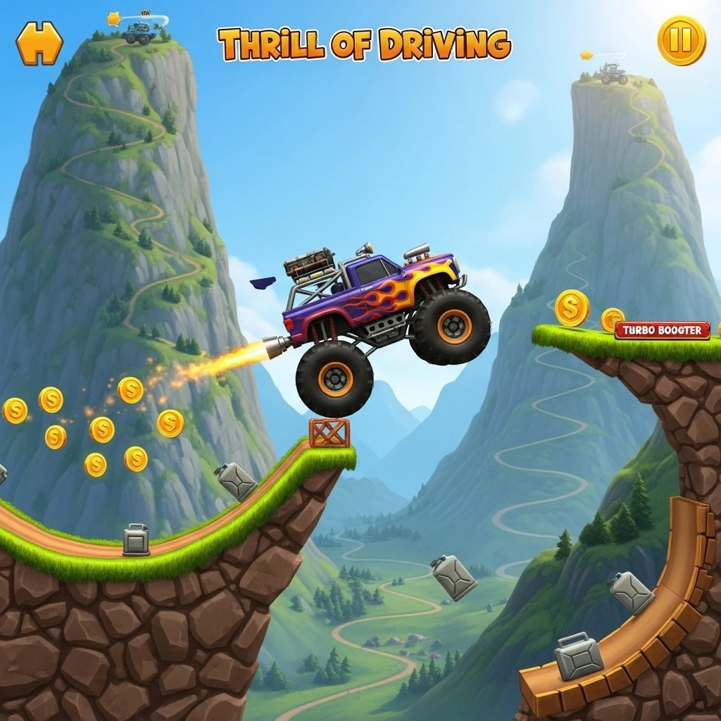 Hill Climb Racing MOD APK v1.69.3 2026 (Unlimited Money/Daimond And Fuel) 14 Vehicles navigating various tracks and terrains in Hill Climb Racing gameplay