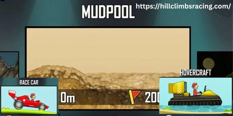 Hill Climb Racing MOD APK v1.69.3 2026 (Unlimited Money/Daimond And Fuel) 34 Vehicle splashing through muddy terrain with obstacles